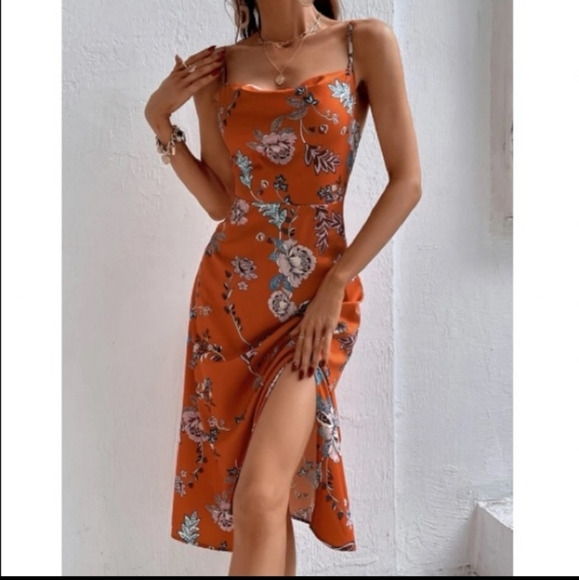 Boho Burnt Orange Dress - Picture 3 of 8